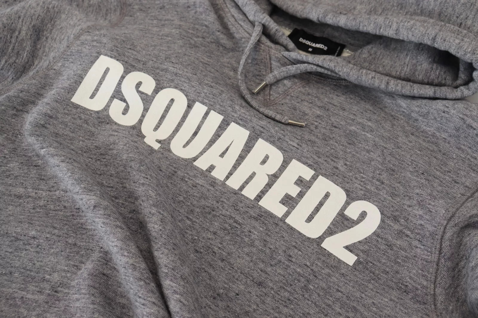 Erkekler için logo baskılı Dsquared² gri pamuklu kapüşonlu üst